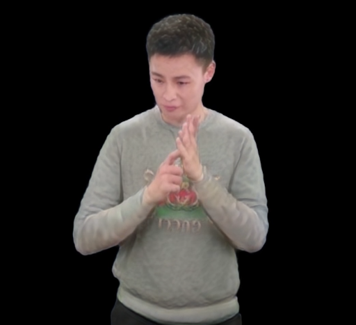 Signer re-skinning using SMPL body meshes and Gaussian splatting